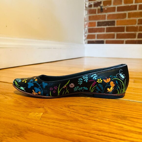 CAMPER TWS Leather Ballet Flats Shoes Flowers Embroidered Insects Ladies Euro 38 - Picture 10 of 16